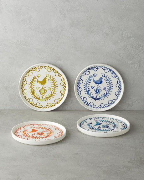 Professional-Ceramic-Dessert-Plates-Set-Colorful-Bird-Design-20CM