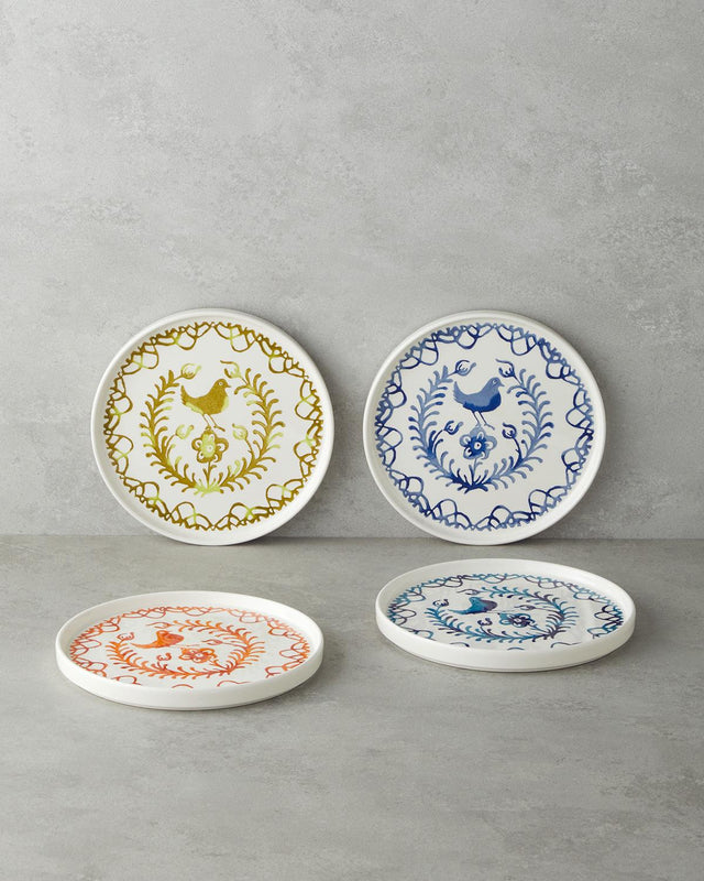 Professional-Ceramic-Dessert-Plates-Set-Colorful-Bird-Design-20CM