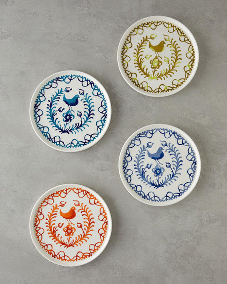 Professional-Ceramic-Dessert-Plates-Set-Colorful-Bird-Design-20CM