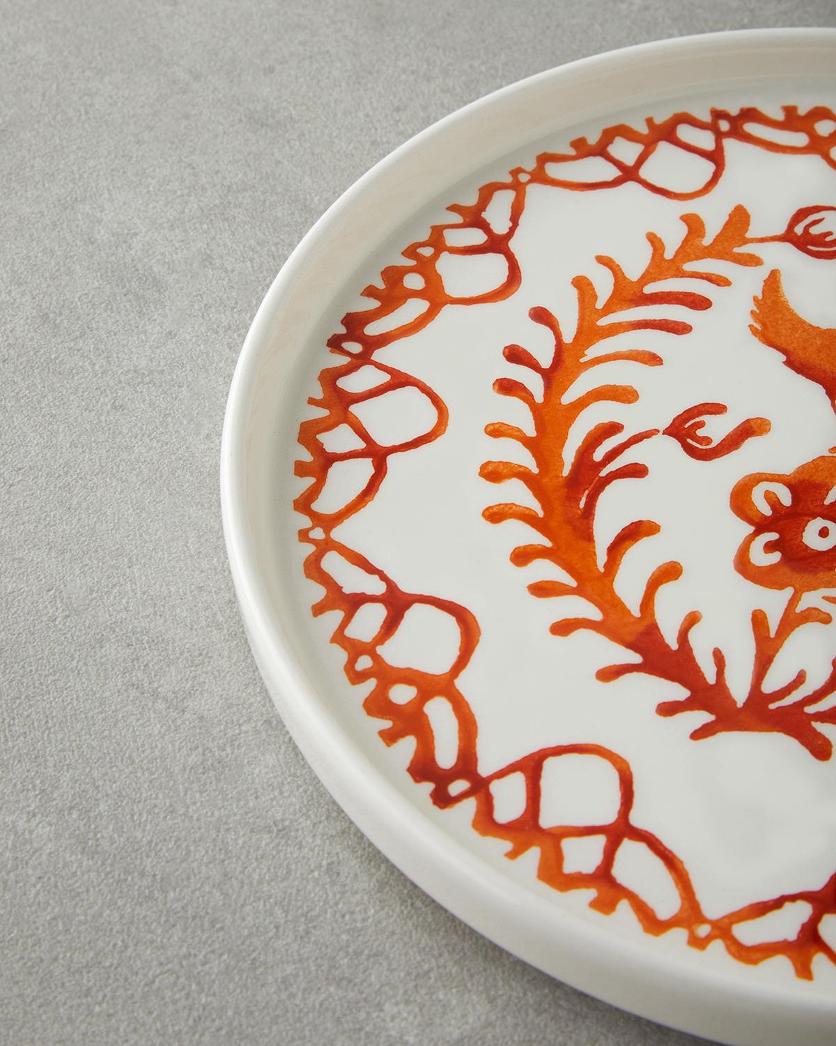 Professional Ceramic Dessert Plates Set Colorful Bird Design 20CM