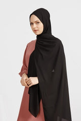 Black Crepe Chiffon Shawl - Lightweight & Elegant - TryAladdin