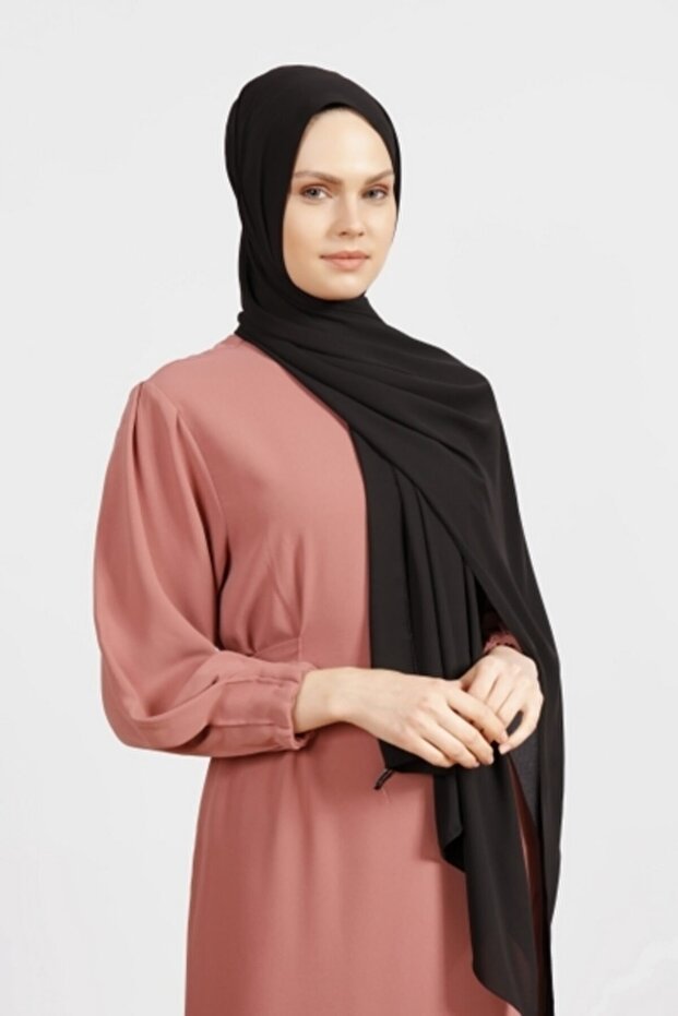 Black Crepe Chiffon Shawl - Lightweight & Elegant - TryAladdin