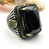 Black Onyx Big Stone Men's Ring