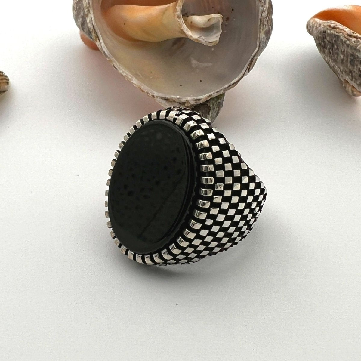 Black Onyx Men's Silver Ring