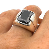 Black Onyx Men's Silver Ring