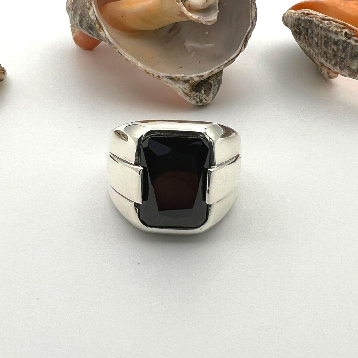 Black Onyx Men's Silver Ring