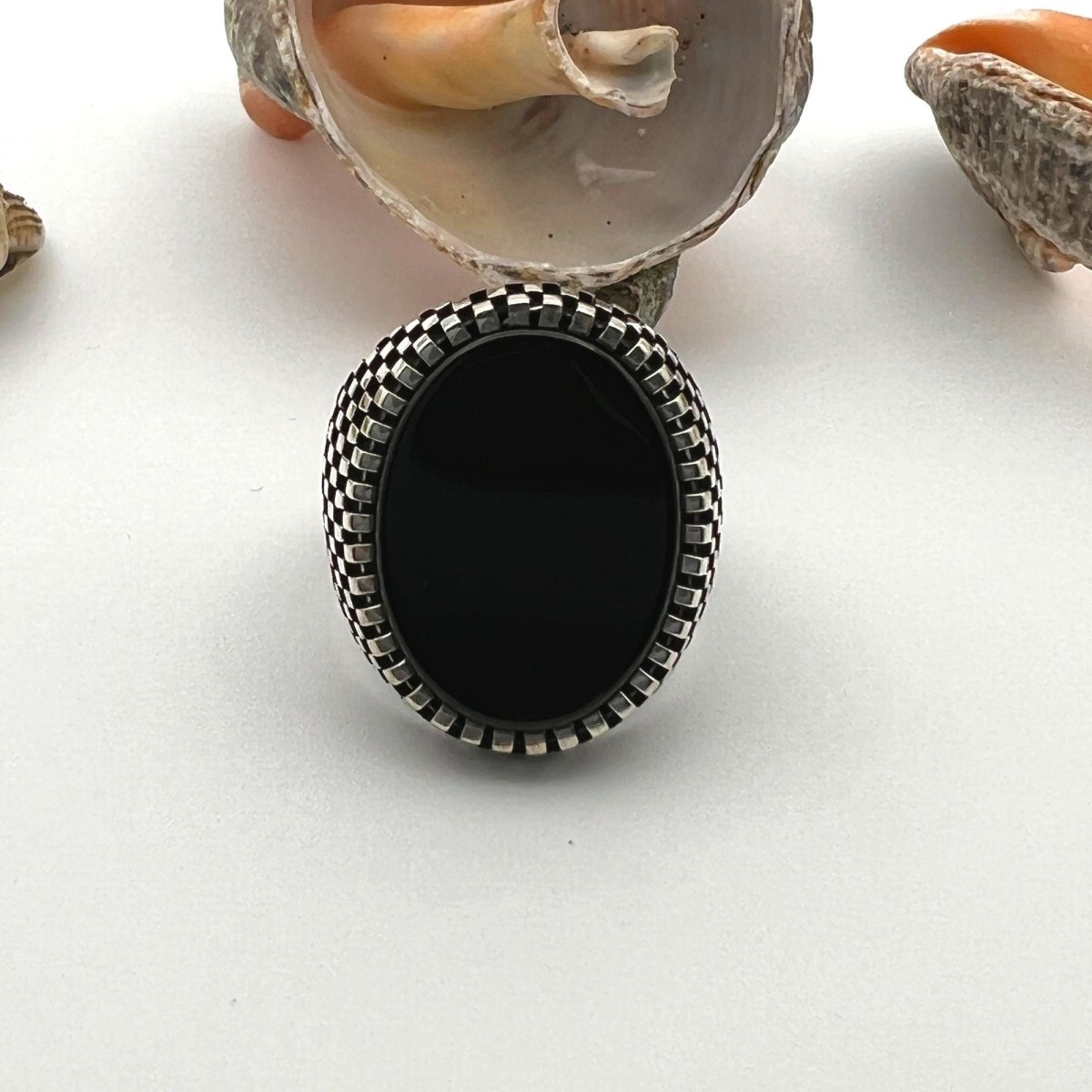 Black Onyx Men's Silver Ring