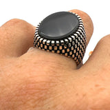 Black Onyx Men's Silver Ring