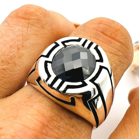 Black Onyx Men's Silver Ring