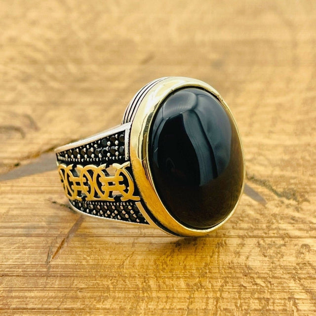 Black Onyx Signet Silver Ring