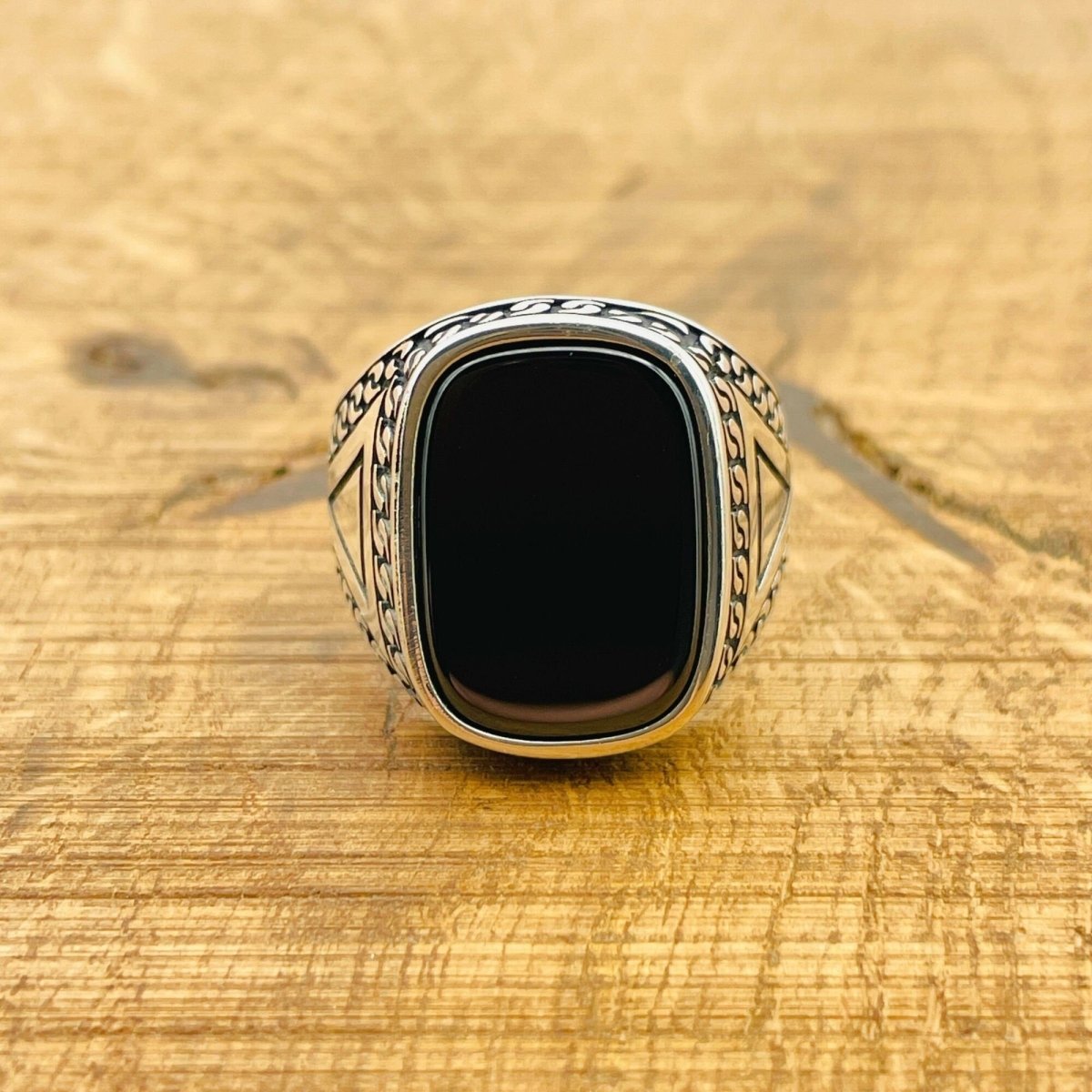 Black Onyx Silver Ring