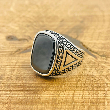 Black Onyx Silver Ring