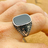 Black Onyx Silver Ring