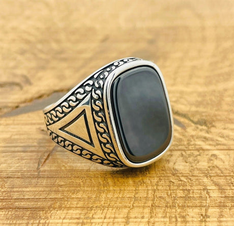 Black Onyx Silver Ring