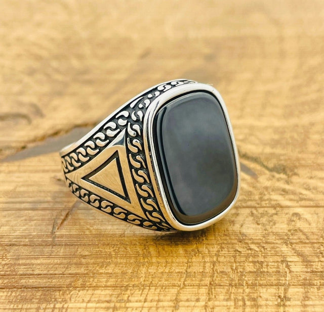 Black Onyx Silver Ring