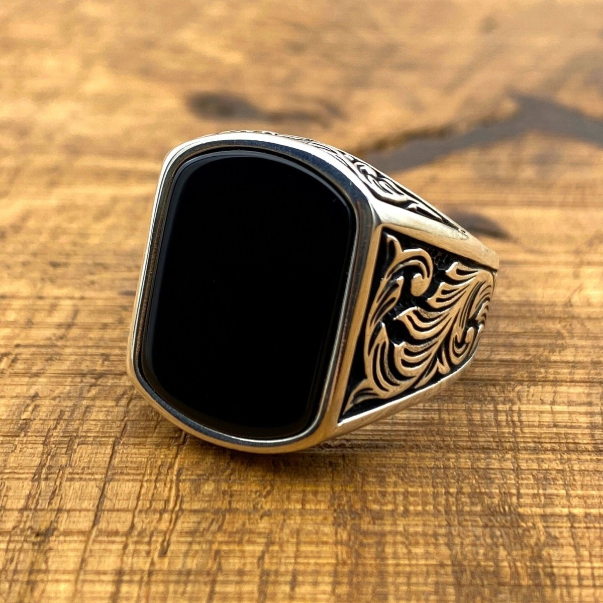Black Onyx Square Ring - Ottoman Jewelry - TryAladdin