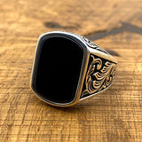 Black Onyx Square Ring - Ottoman Jewelry - TryAladdin
