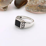 Black Onyx Squared Stone Men's Ring