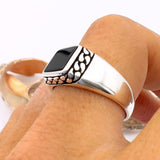 Black Onyx Squared Stone Men's Ring