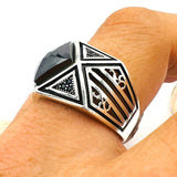 Black Onyx Stone Men's Silver Ring