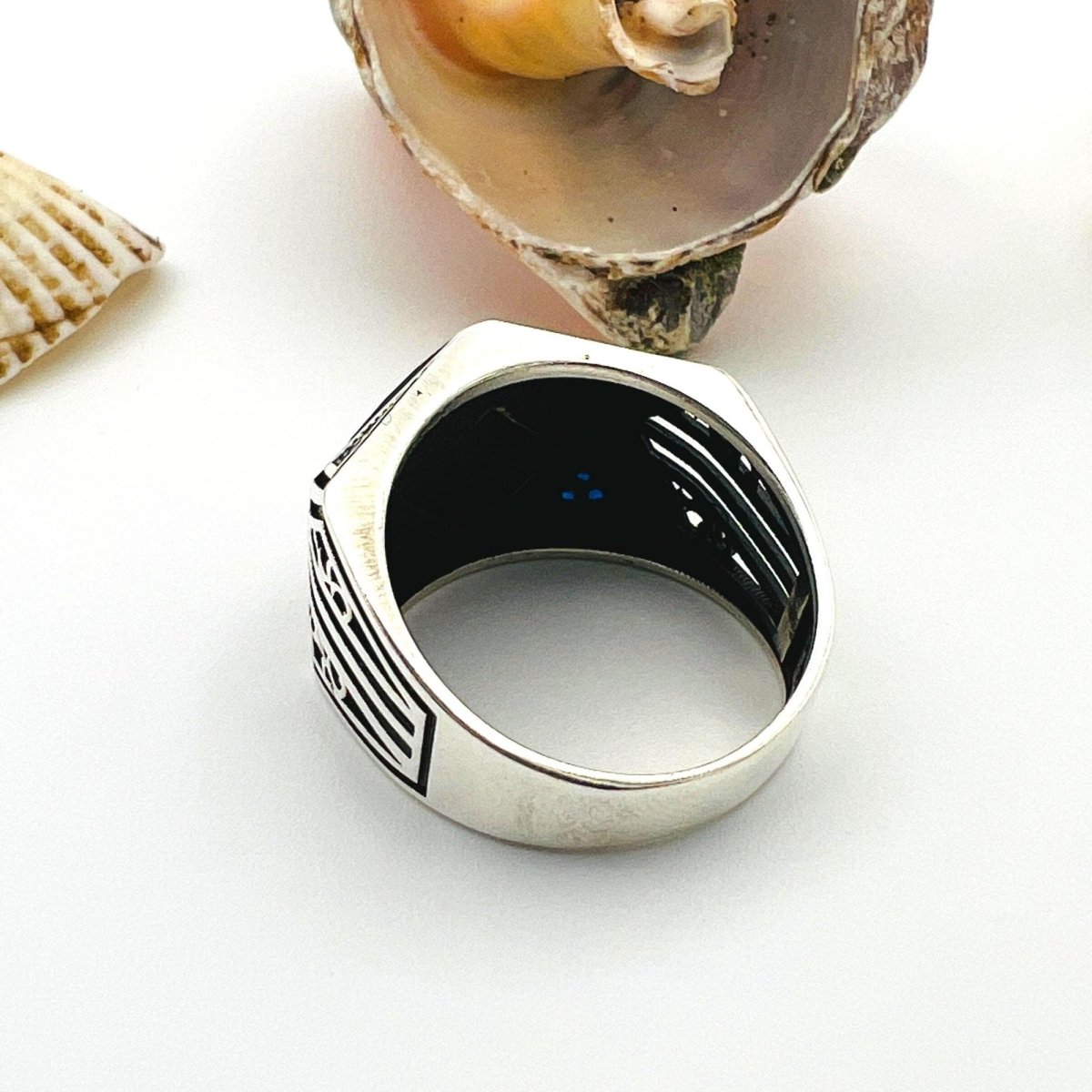 Black Onyx Stone Men's Silver Ring