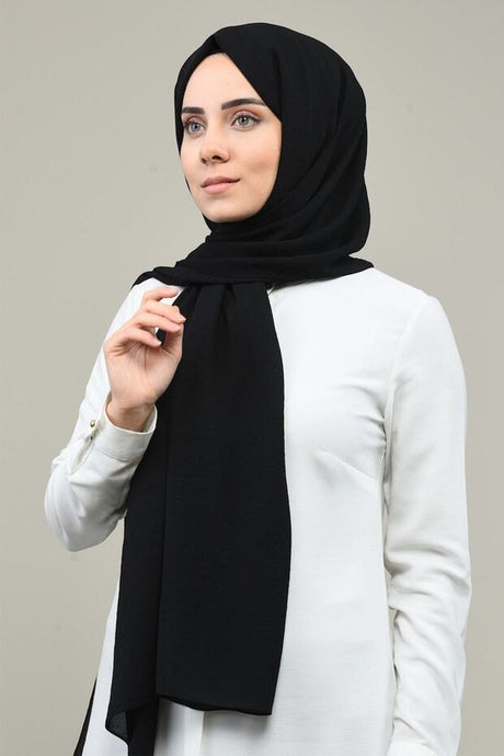 Black Plain Shawl - Lightweight & Versatile - TryAladdin