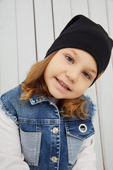Black Ribbed Cotton Beanie - Handmade & Skin - Friendly - TryAladdin