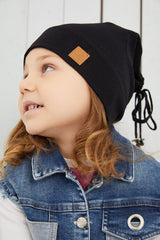 Black Ribbed Cotton Beanie - Handmade & Skin - Friendly - TryAladdin