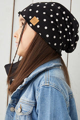 Black White Polka Dot Soft Cotton Beanie - TryAladdin