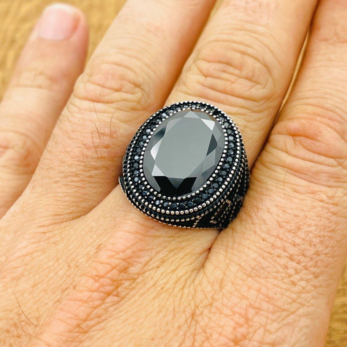 Black Zircon Stone Ring