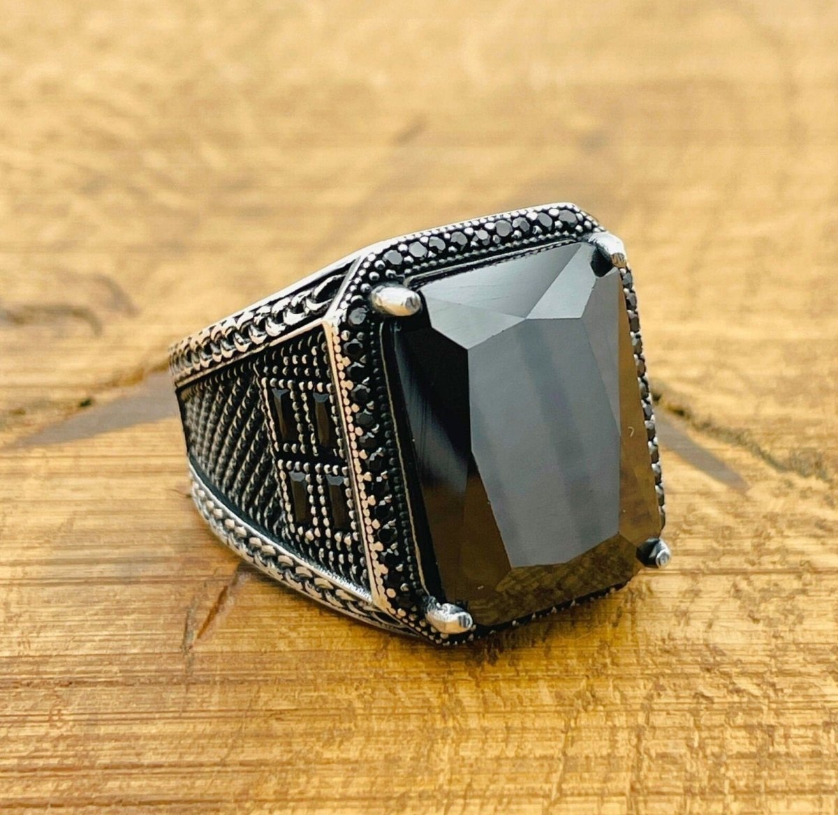 Black Zircon Stone Ring