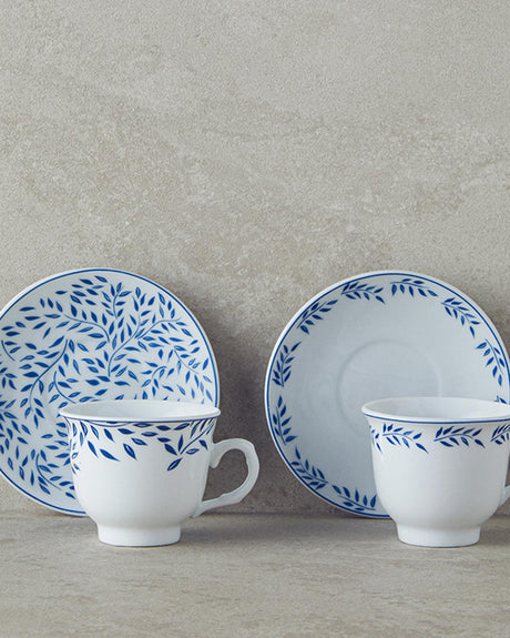 Premium Porcelain Coffee Cup Set   2 Person   Navy Blue