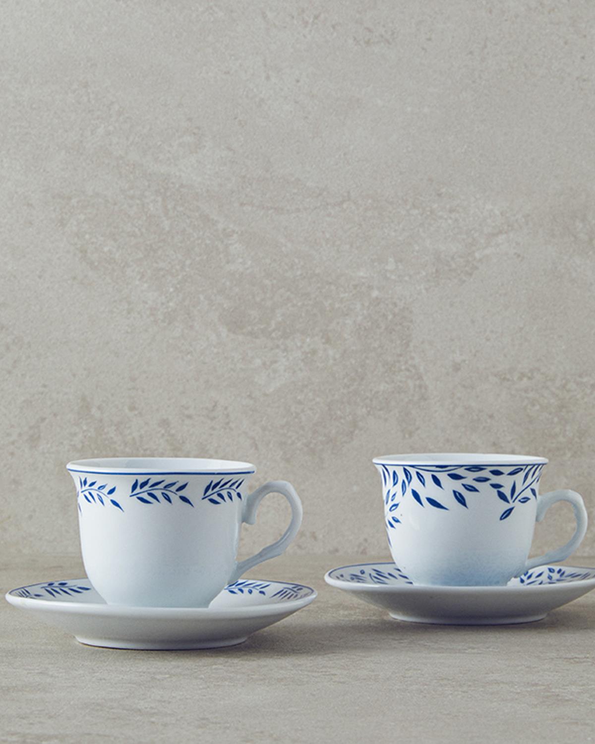 Ensemble de tasses à café en porcelaine premium 2 personnes bleu marine