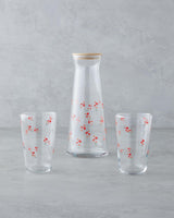 Premium Red Glass Water Serving Set 3 Piece Elegant Beverage Collection