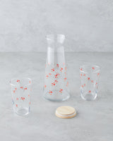 Premium Red Glass Water Serving Set 3 Piece Elegant Beverage Collection