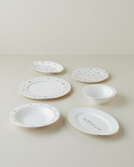 Premium Porcelain Dinnerware Set - 27 Piece Gold Accent