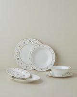Premium Porcelain Dinnerware Set - 27 Piece Gold Accent