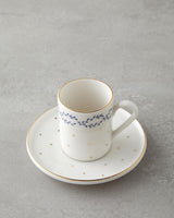 Professional Bone Porcelain Coffee Cup Set   90ml Demitasse Duo   Blue Gold