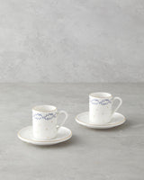 Professional Bone Porcelain Coffee Cup Set   90ml Demitasse Duo   Blue Gold