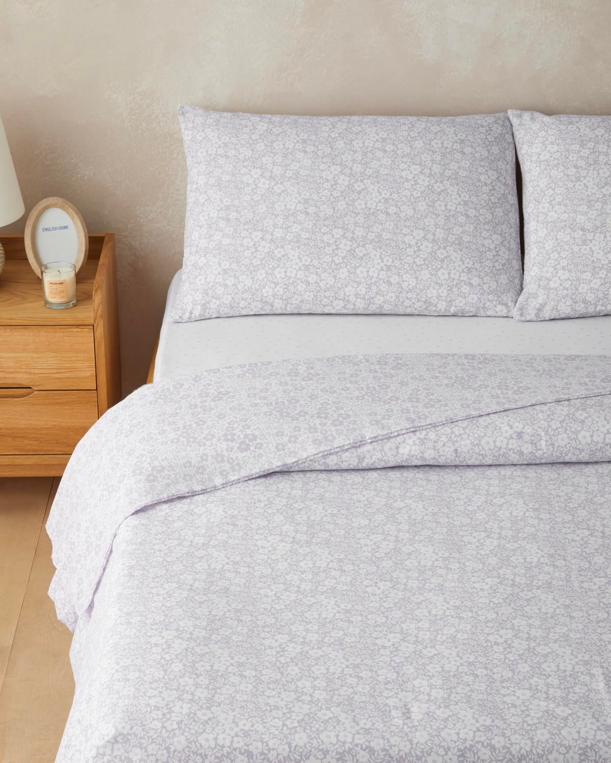Professional Grade Easy Iron Double Duvet Cover Set Lilac