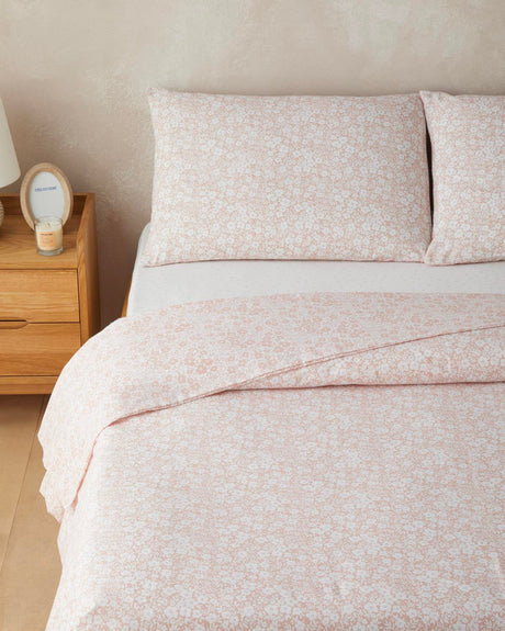 Professional Easy Iron Double Duvet Cover Set Pink 200x220cm