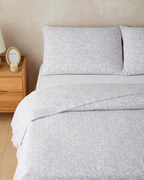 Easy Care Wrinkle Resistant Single Duvet Cover Set Fitted Sheet Lilac