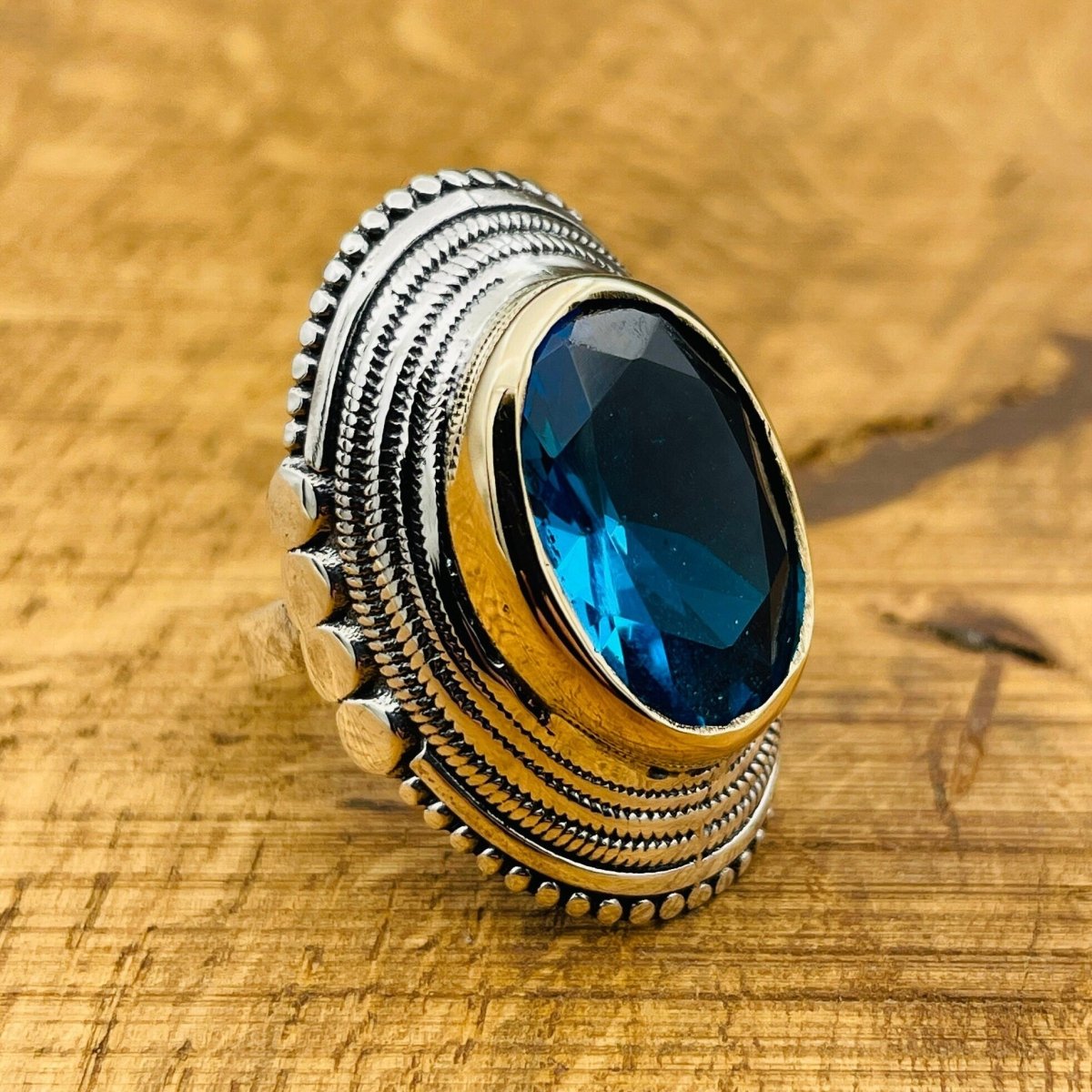 Blue Aquamarine Ring