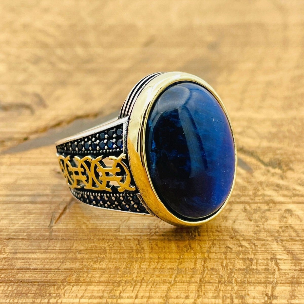 Blue Lapis Lazuli Signet Silver Ring