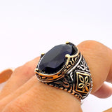 Blue Oval Sapphire Stone Men's Ring