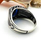 Blue Sapphire Squared Stone Men's Ring