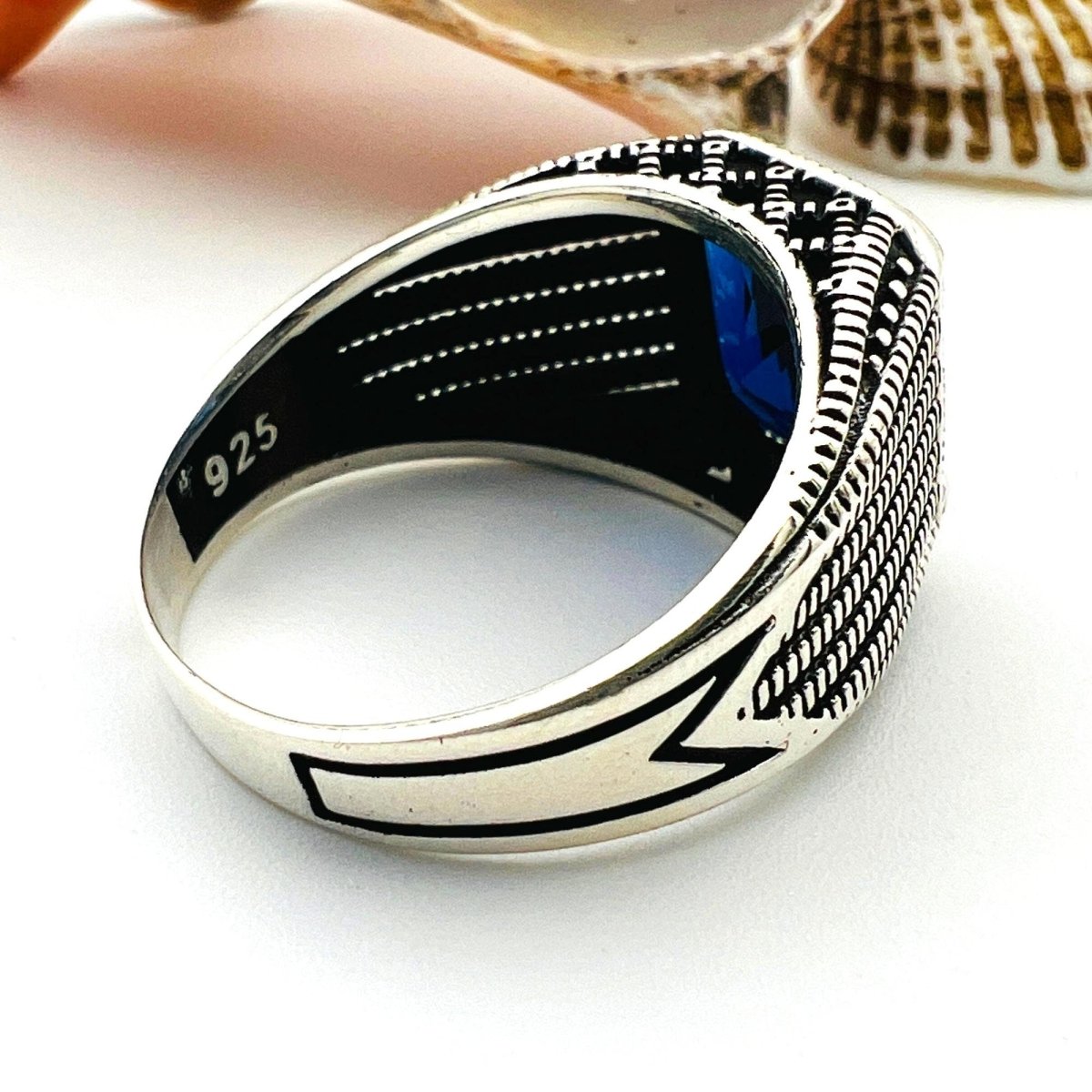 Blue Sapphire Squared Stone Men's Ring - TryAladdin