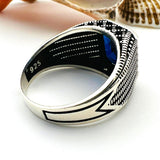 Blue Sapphire Squared Stone Men's Ring