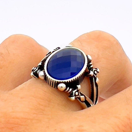 Blue Sapphire Stone Silver Ring