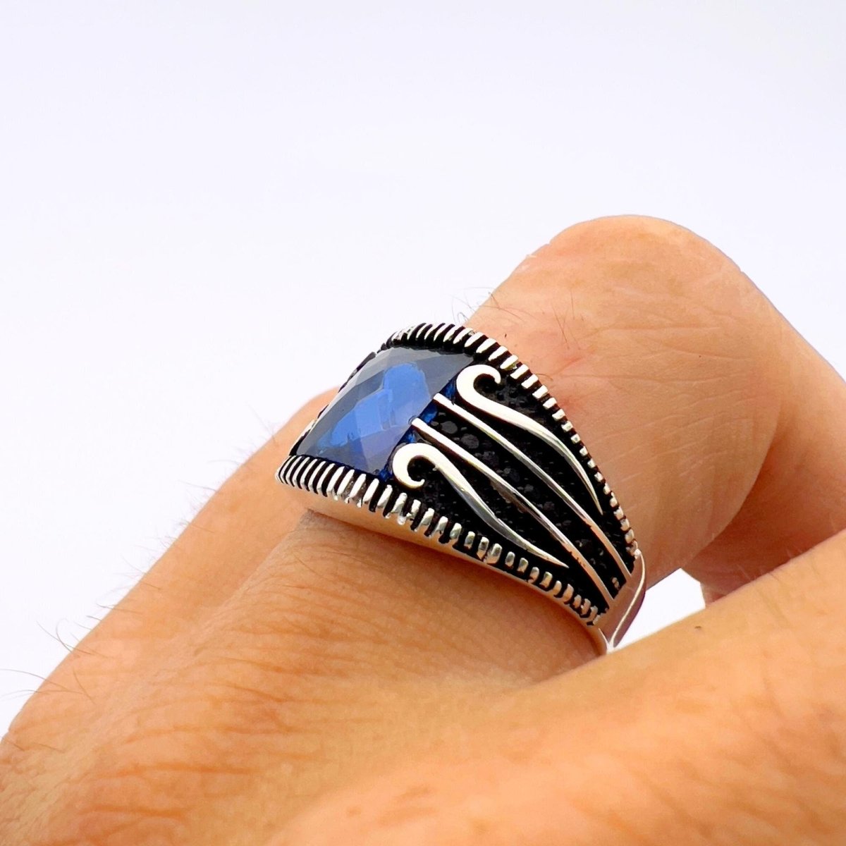 Blue Sapphire Stone Silver Ring